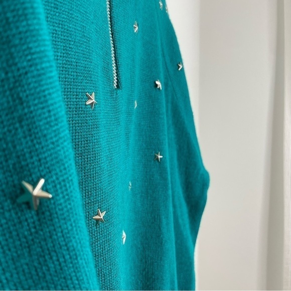 Vintage 80s 90s TYROLLA Skiwear Quarter Zip Ski Sweater Star Studs Wool Blend M - Picture 7 of 17